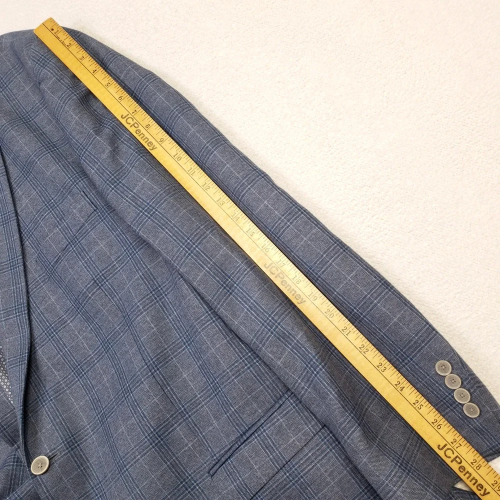 Oak Hill Sport Coat Men 3XLT 54/56 Blue Glen Plaid 2 Button Blazer Viscose Blend